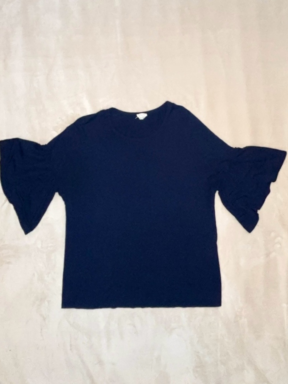 Women's Navy Ruffle Sleeve Top
